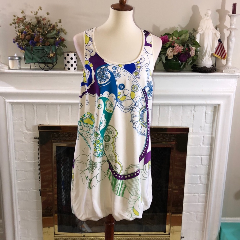 TIBI New York Women's Ivory Floral Silk  Dress